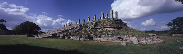 Atlantes Temple at Ake panorama - ake mayan ruins,ake mayan temple,mayan temple pictures,mayan ruins photos